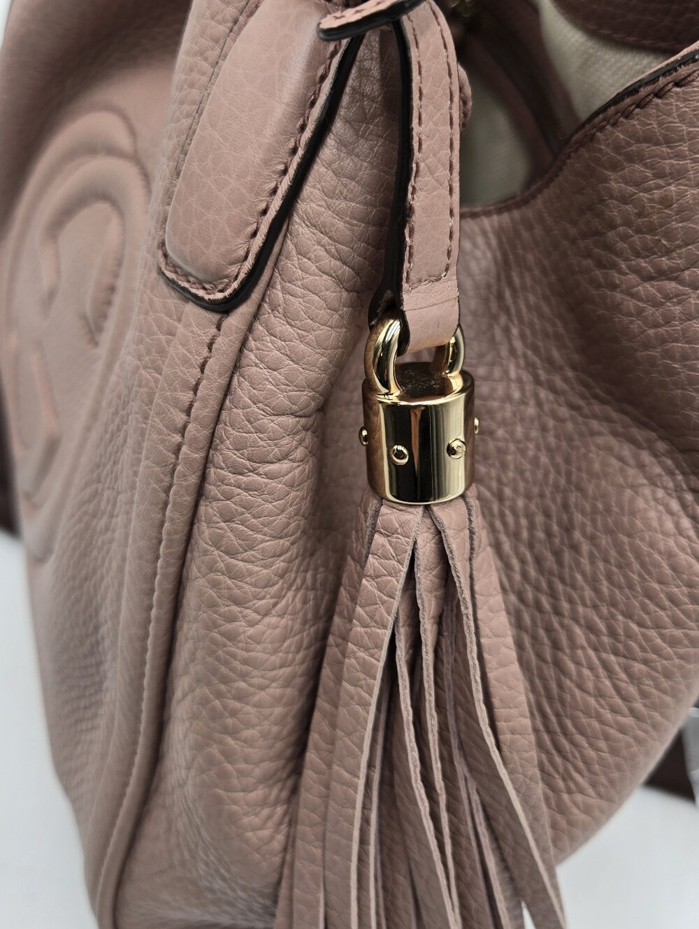 Gucci Pebbled Calfskin Small Soho Shoulder Bag Light Pink - COA Included - Picture 15 of 16